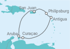 Itinerario del Crucero Paisajes de Aruba y noches de Antigua - Virgin Voyages