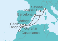 Itinerario del Crucero Marruecos, Gibraltar, Francia e Italia - Costa Cruceros