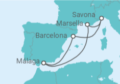 Itinerario del Crucero Francia, Italia, España - Costa Cruceros