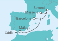 Itinerario del Crucero España, Francia, Italia - Costa Cruceros