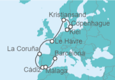 Itinerario del Crucero Dinamarca, Francia, España - Costa Cruceros