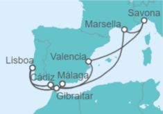 Itinerario del Crucero Portugal, Gibraltar, Italia y Francia - Costa Cruceros