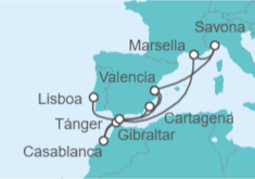 Itinerario del Crucero España, Italia, Francia, Marruecos, Gibraltar - Costa Cruceros