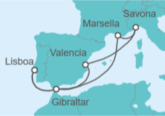 Itinerario del Crucero Gibraltar, España, Italia, Francia - Costa Cruceros