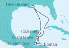 Itinerario del Crucero Harvest Caye, Cozumel y Roatán - NCL Norwegian Cruise Line