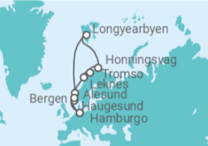 Itinerario del Crucero Fiordos Noruegos, Lofoten y Spitsbergen - AIDA