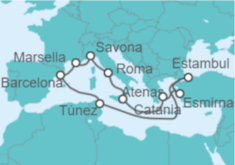 Itinerario del Crucero Francia, Italia, Grecia, Turquía, Túnez - Costa Cruceros