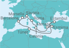 Itinerario del Crucero Italia, Grecia, Turquía, Túnez y  Francia - Costa Cruceros