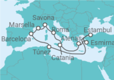 Itinerario del Crucero Italia, Grecia, Turquía, Túnez, España - Costa Cruceros