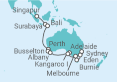 Itinerario del Crucero Melbourne y Bali - NCL Norwegian Cruise Line