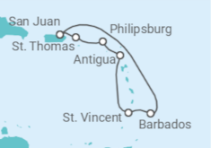 Itinerario del Crucero Sur del Caribe con Barbados - Princess Cruises