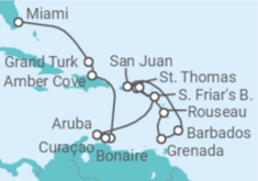 Itinerario del Crucero Aventura por el Caribe Meridional - Princess Cruises