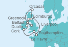 Itinerario del Crucero Irlanda, Reino Unido, Francia - Princess Cruises