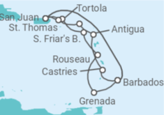 Itinerario del Crucero Aventura en el Caribe Sur - Princess Cruises