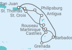 Itinerario del Crucero Aventura en el Caribe Sur - Princess Cruises