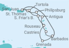 Itinerario del Crucero Aventura en el Caribe Sur - Princess Cruises