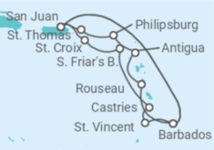 Itinerario del Crucero Aventura en el Caribe Sur - Princess Cruises