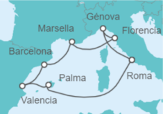 Itinerario del Crucero Italia, Francia, España - MSC Cruceros