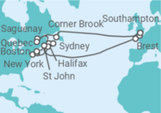 Itinerario del Crucero Canadá, Estados Unidos (EE.UU.), Francia - Princess Cruises