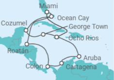 Itinerario del Crucero México, Islas Caimán, Jamaica, Estados Unidos (EE.UU.), Aruba, Colombia, Panamá, Honduras - MSC Cruceros