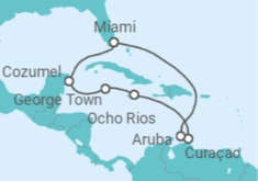 Itinerario del Crucero México, Islas Caimán, Jamaica, Curaçao, Aruba - MSC Cruceros