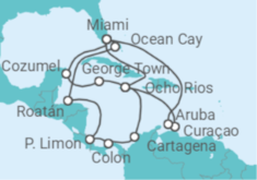 Itinerario del Crucero Jamaica, Colombia, Panamá, Costa Rica, Honduras, Estados Unidos (EE.UU.), México, Islas Caimán, C... - MSC Cruceros