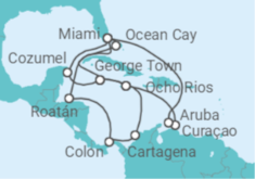 Itinerario del Crucero Islas Caimán, Jamaica, Colombia, Panamá, Honduras, Estados Unidos (EE.UU.), México, Curaçao, Arub... - MSC Cruceros