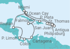 Itinerario del Crucero Jamaica, Colombia, Panamá, Costa Rica - MSC Cruceros