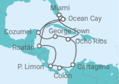 Itinerario del Crucero México, Islas Caimán, Jamaica, Estados Unidos (EE.UU.), Colombia, Panamá, Costa Rica, Honduras - MSC Cruceros