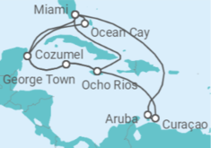 Itinerario del Crucero México, Islas Caimán, Jamaica, Curaçao, Aruba, Estados Unidos (EE.UU.) - MSC Cruceros