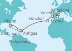 Itinerario del Crucero España, Portugal, Antigua Y Barbuda, Saint Maarten, Puerto Rico - MSC Cruceros