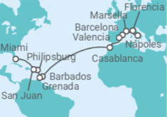 Itinerario del Crucero Desde Nápoles (Pompeya) a Miami (EEUU) - MSC Cruceros