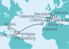 Itinerario del Crucero Desde Génova (Italia) a Miami (EEUU) - MSC Cruceros