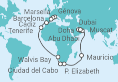 Itinerario del Crucero Desde Génova (Italia) a Dubái (EAU) - Costa Cruceros