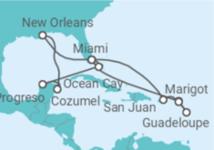 Itinerario del Crucero Guadalupe, Dominica, Puerto Rico, Estados Unidos (EE.UU.), México - Explora Journeys