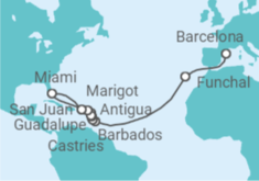 Itinerario del Crucero Desde Barcelona a San Juan (Puerto Rico)  - Explora Journeys