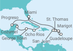 Itinerario del Crucero Jamaica, Islas Caimán, México, Estados Unidos (EE.UU.), Islas Vírgenes - EEUU, Guadalupe, Dominic... - Explora Journeys