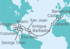 Itinerario del Crucero Desde Barcelona a Miami (EEUU) - Explora Journeys