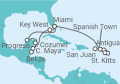 Itinerario del Crucero Desde San Juan (Puerto Rico)  a Miami (EEUU) - Explora Journeys