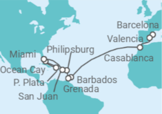 Itinerario del Crucero Desde Barcelona a Miami (EEUU) - MSC Cruceros