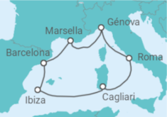 Itinerario del Crucero De la Provenza al Coliseo 2025 - MSC Cruceros