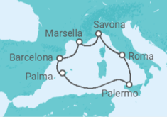 Itinerario del Crucero Francia, España, Italia - Costa Cruceros