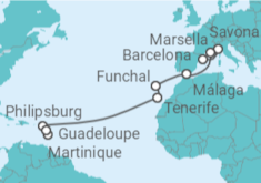 Itinerario del Crucero Desde Barcelona a Guadalupe - Costa Cruceros