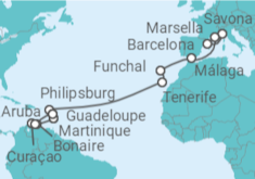 Itinerario del Crucero Desde Barcelona a Guadalupe  - Costa Cruceros