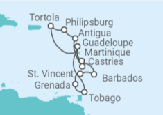 Itinerario del Crucero Islas Vírgenes - Reino Unido, Saint Maarten, Antigua Y Barbuda, Santa Lucía, Martinica, Guadalupe... - Costa Cruceros