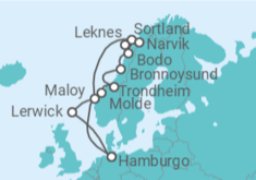 Itinerario del Crucero Fiordos Noruegos y Círculo Polar - AIDA