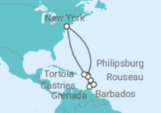 Itinerario del Crucero Caribe Oriental - Cunard