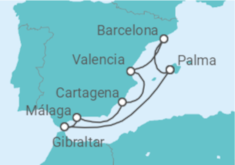 Itinerario del Crucero España y Gibraltar - AIDA