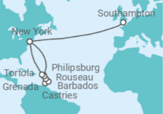 Itinerario del Crucero Transatlántico: Caribe Oriental - Cunard