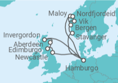 Itinerario del Crucero Noruega, Alemania y Reino Unido - Costa Cruceros